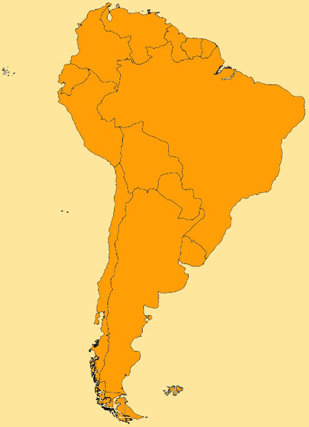 Carte de l'Amerique du Sud